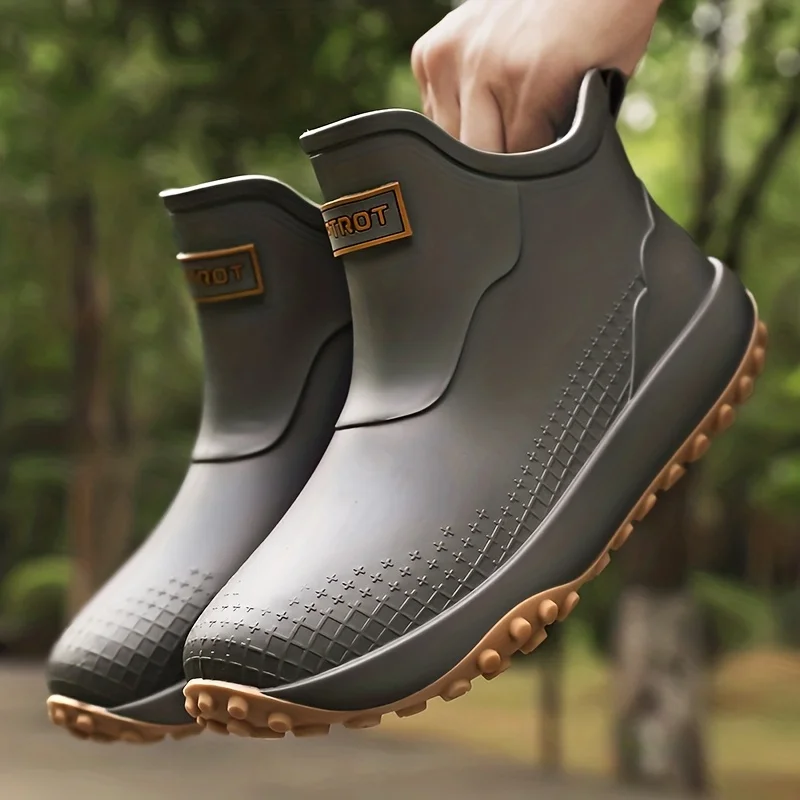 Unisex Waterproof Rain Boots Ankle Length Non Slip Rubber Shoes Lightweight Garden Work Boots Removable Inner Outdoor Footwear