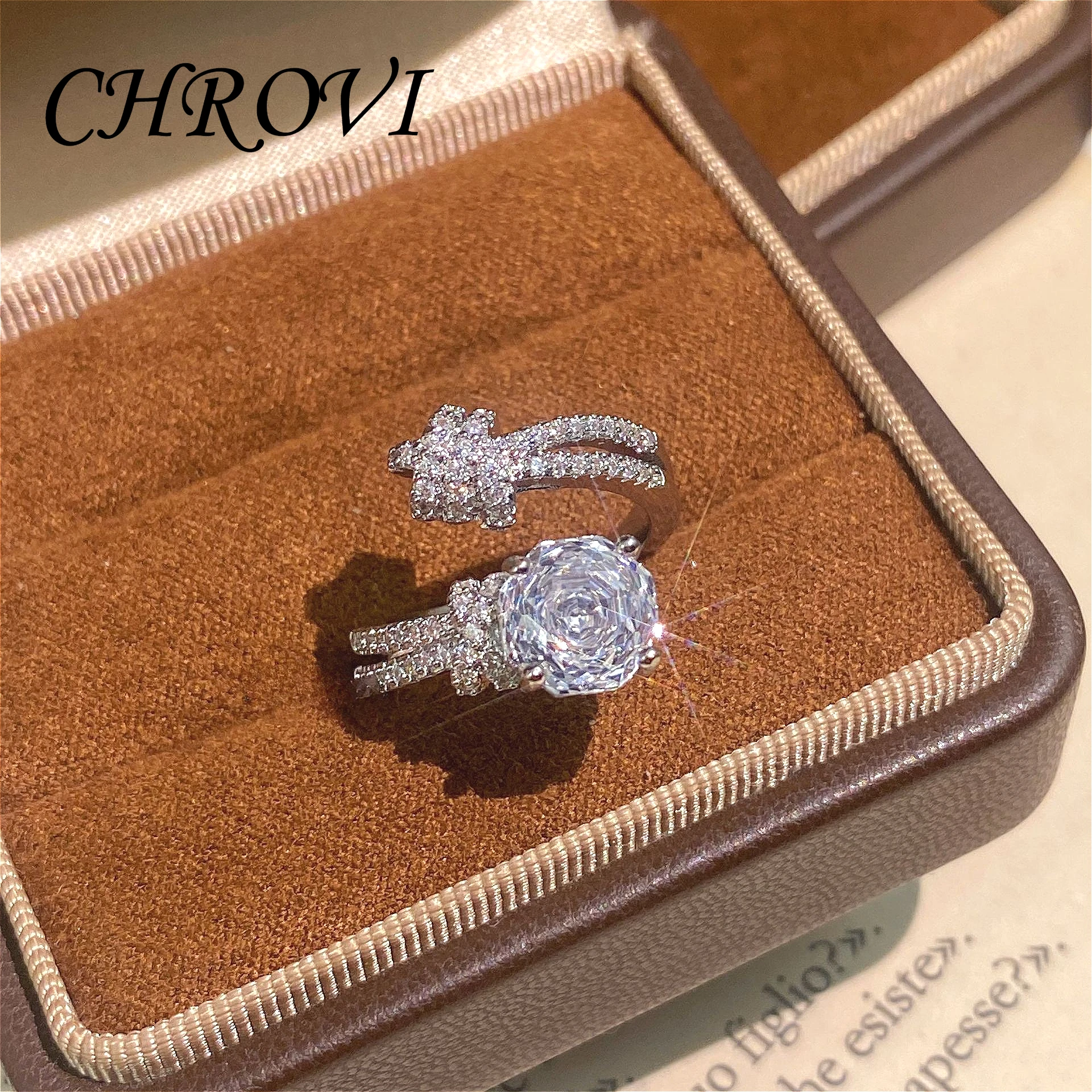 Elegant 925 Sterling Silver Octagonal Millennium Rose Ring for Women Set with High Carbon Diamond Rings
