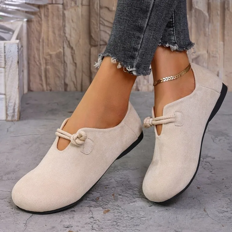 Retro Flat Shoes New Design Shallow Loafers Women's Casual and Comfortable Solid Color Women's Shoes