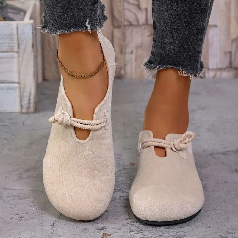 Retro Flat Shoes New Design Shallow Loafers Women's Casual and Comfortable Solid Color Women's Shoes