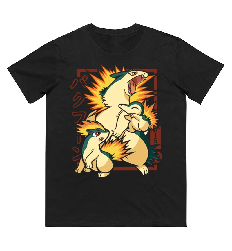 Anime Pokémon Cyndaquil Evolution Printed T-shirt Men's and Women's T-shirt Men's Top Harajuku Y2K T-shirt Summer Tee Streetwear