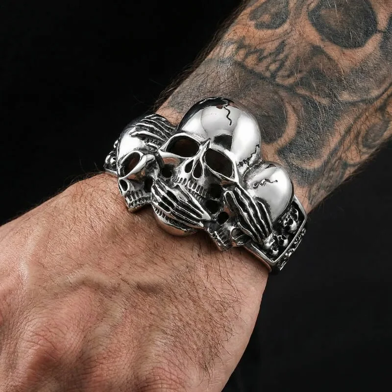 KALEN Men's Skeleton Bangle Stainless Steel 316L Punk Jewelry - KB49361-D