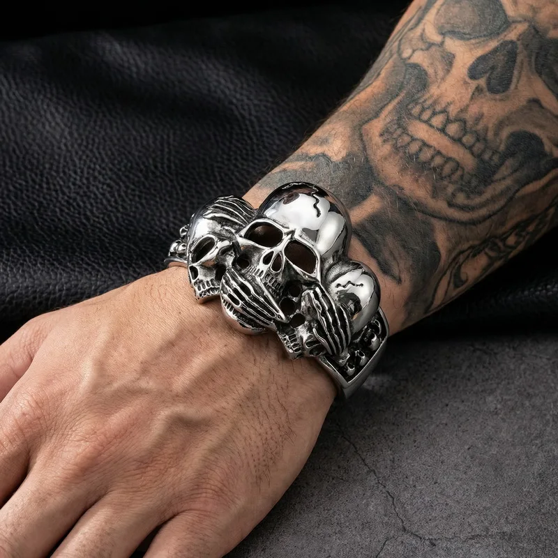 KALEN Men's Skeleton Bangle Stainless Steel 316L Punk Jewelry - KB49361-D