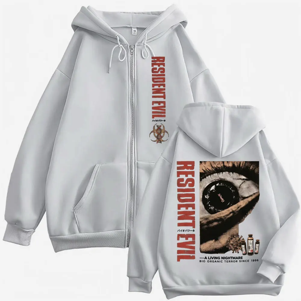 Resident Evil Requiemm Anime Zip Up Hoodies Men's Clothing Gothic High Street Zipper Hoodie Casual Long Sleeve Jacket Sweatshirt