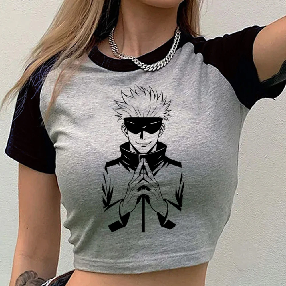 Jujutsu Kaisen crop top women scene vintage graphic clearance sales harajuku top tees japanese anime summer gothic manga