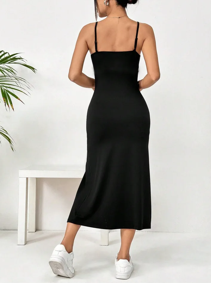 Women's Casual Dresses Daisy Floral Print Spaghetti Strap Midi Dress Square Neck Bodycon Split Summer Dress Beach Party Sundress