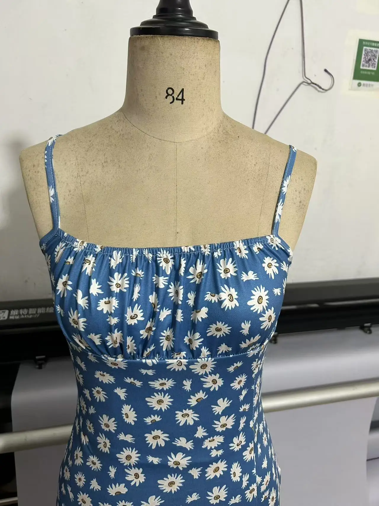 Women's Casual Dresses Daisy Floral Print Spaghetti Strap Midi Dress Square Neck Bodycon Split Summer Dress Beach Party Sundress