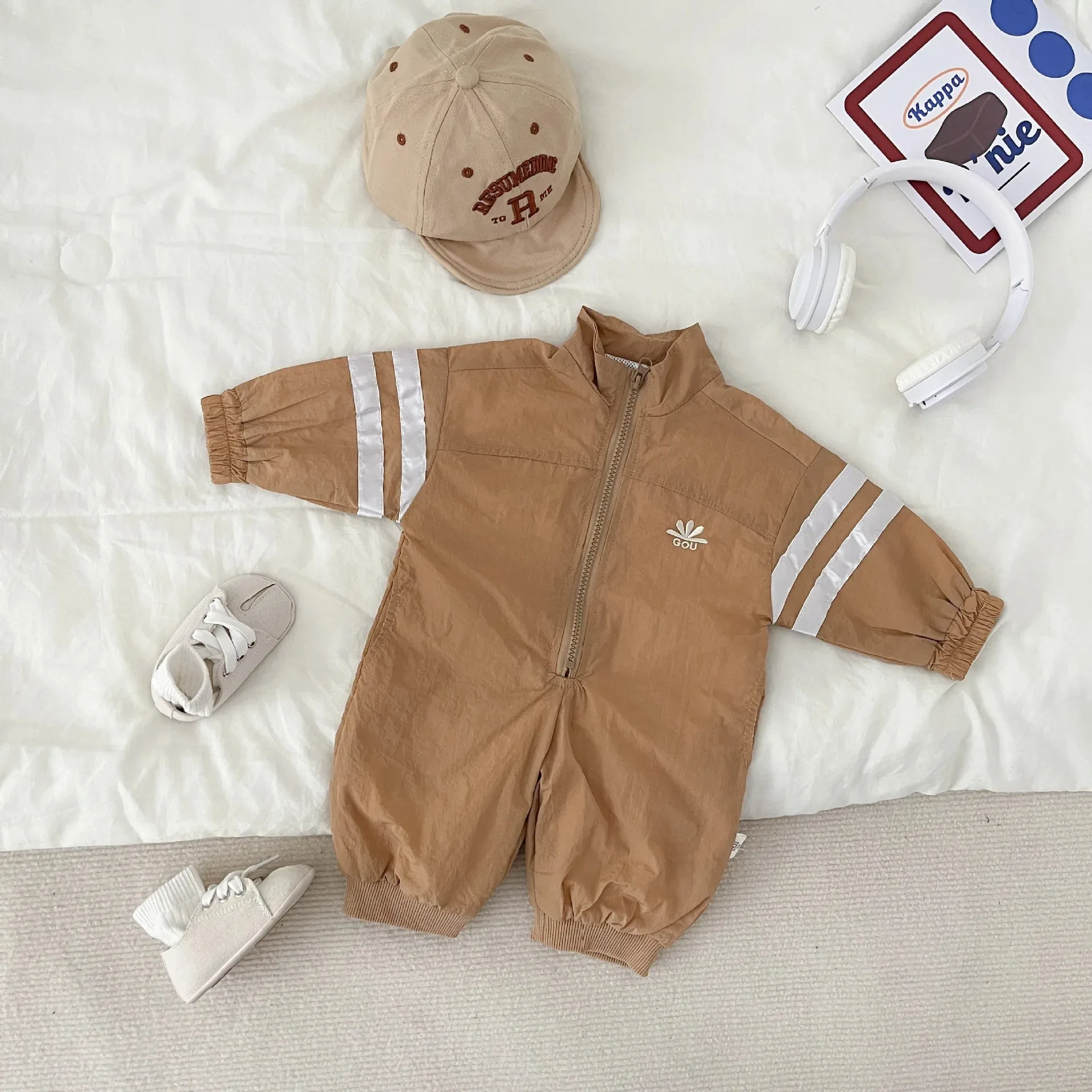 Spring Baby Boys Girls Casual Long Sleeved Jumpsuit with Zipper Fall Children's Outdoor Outfits
