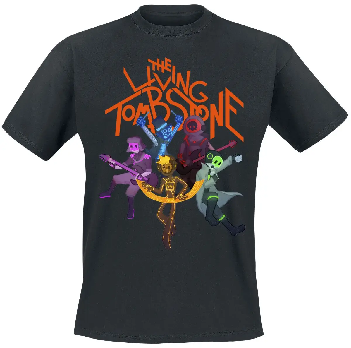 Grandient Skull The Living Tombstone Band T-Shirt Cotton Graphic Tee Men Women Summer Streetwear Top
