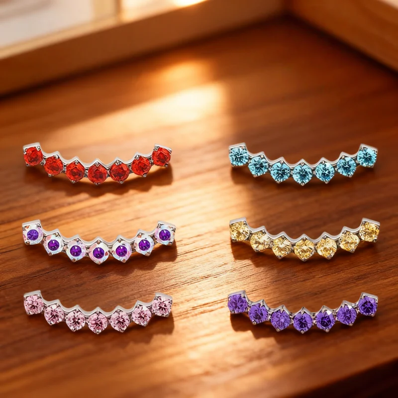 F136 Titanium Labret Piercing Clear CZ Internal Thread Flat Back Earrings for Helix Tragus Cartilage Jewelry