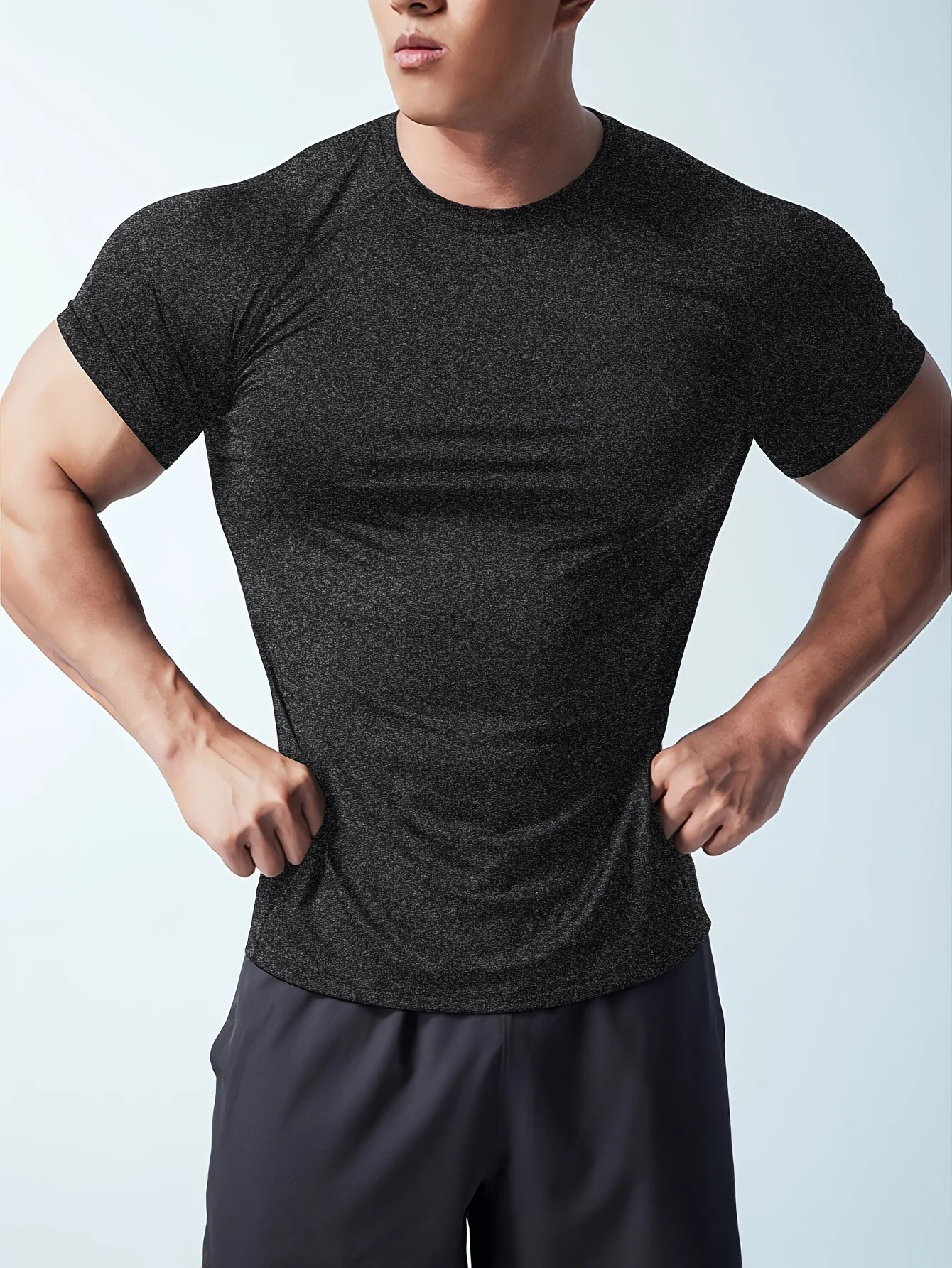 Man T Shirt Men Fitness T-shirt Exercise Short-Sleeved Men's Running Tees Gym Training Stretch Tops Summer Sports Tshirt