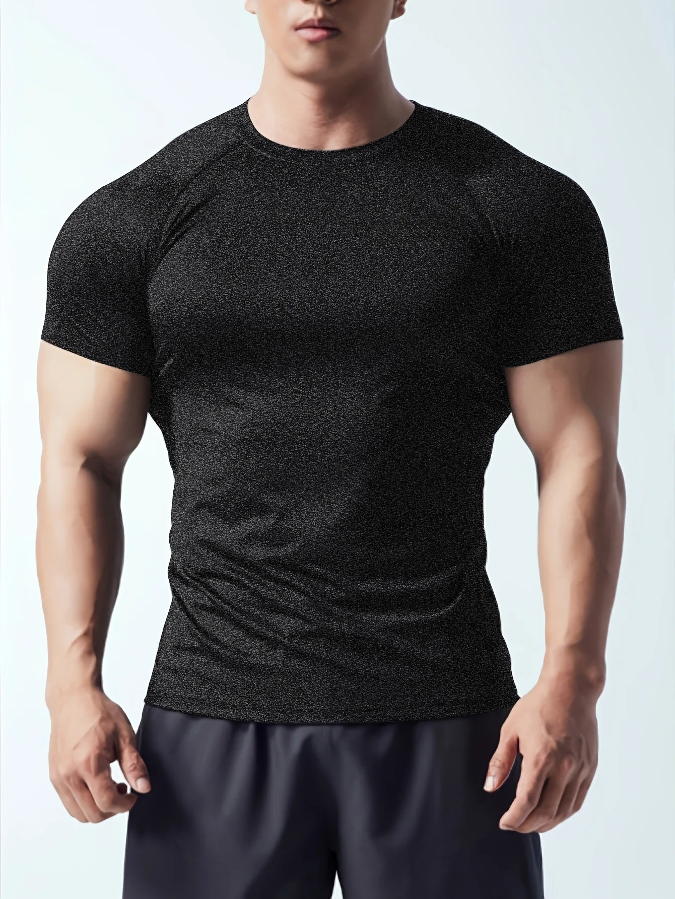 Man T Shirt Men Fitness T-shirt Exercise Short-Sleeved Men's Running Tees Gym Training Stretch Tops Summer Sports Tshirt