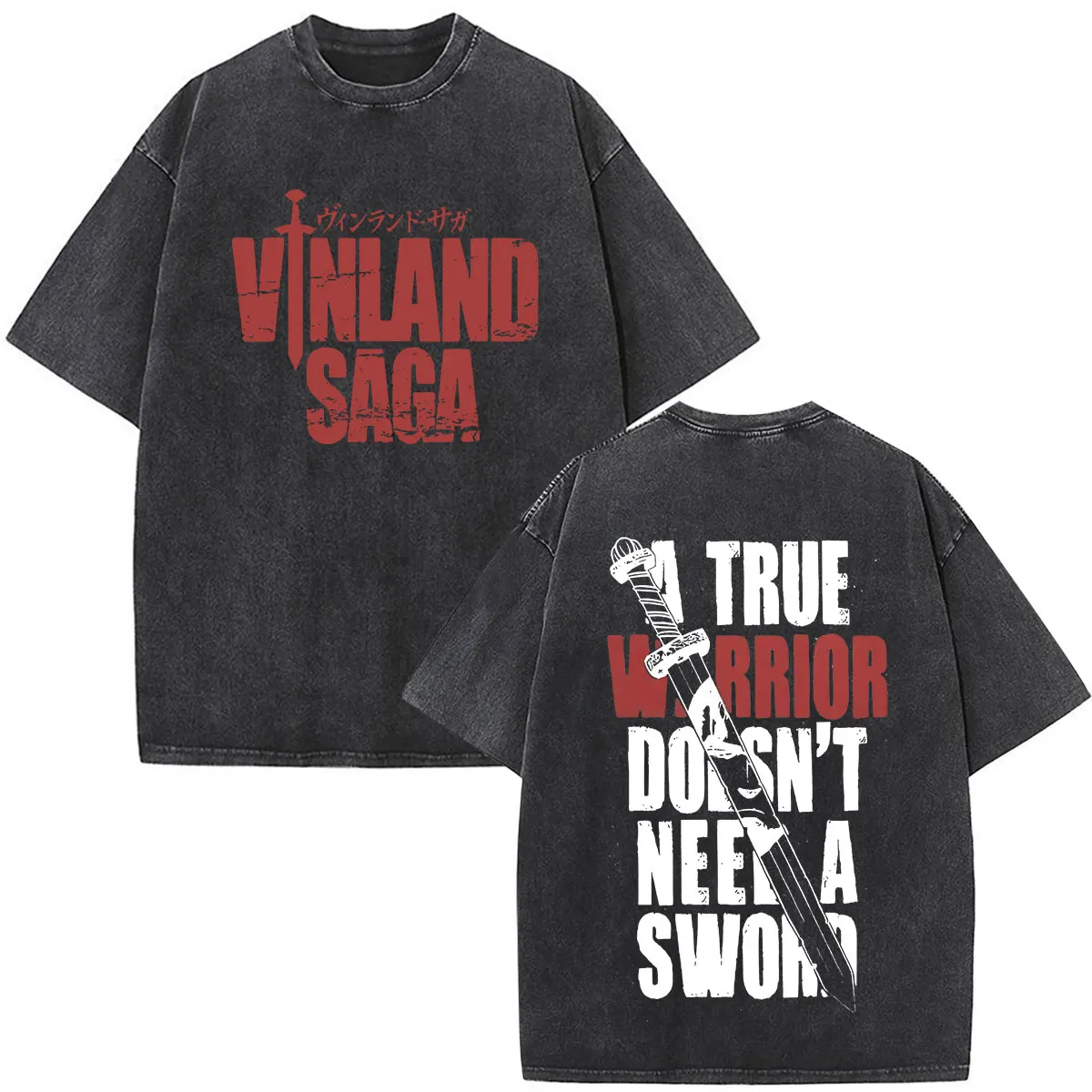Vintage Washed Anime Vinland Saga Manga Thorfinn Karlsefni T Shirt Men's Women Summer Fashion Casual O-Neck Oversized T-shirts