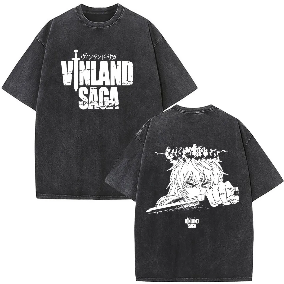 Vintage Washed Anime Vinland Saga Manga Thorfinn Karlsefni T Shirt Men's Women Summer Fashion Casual O-Neck Oversized T-shirts