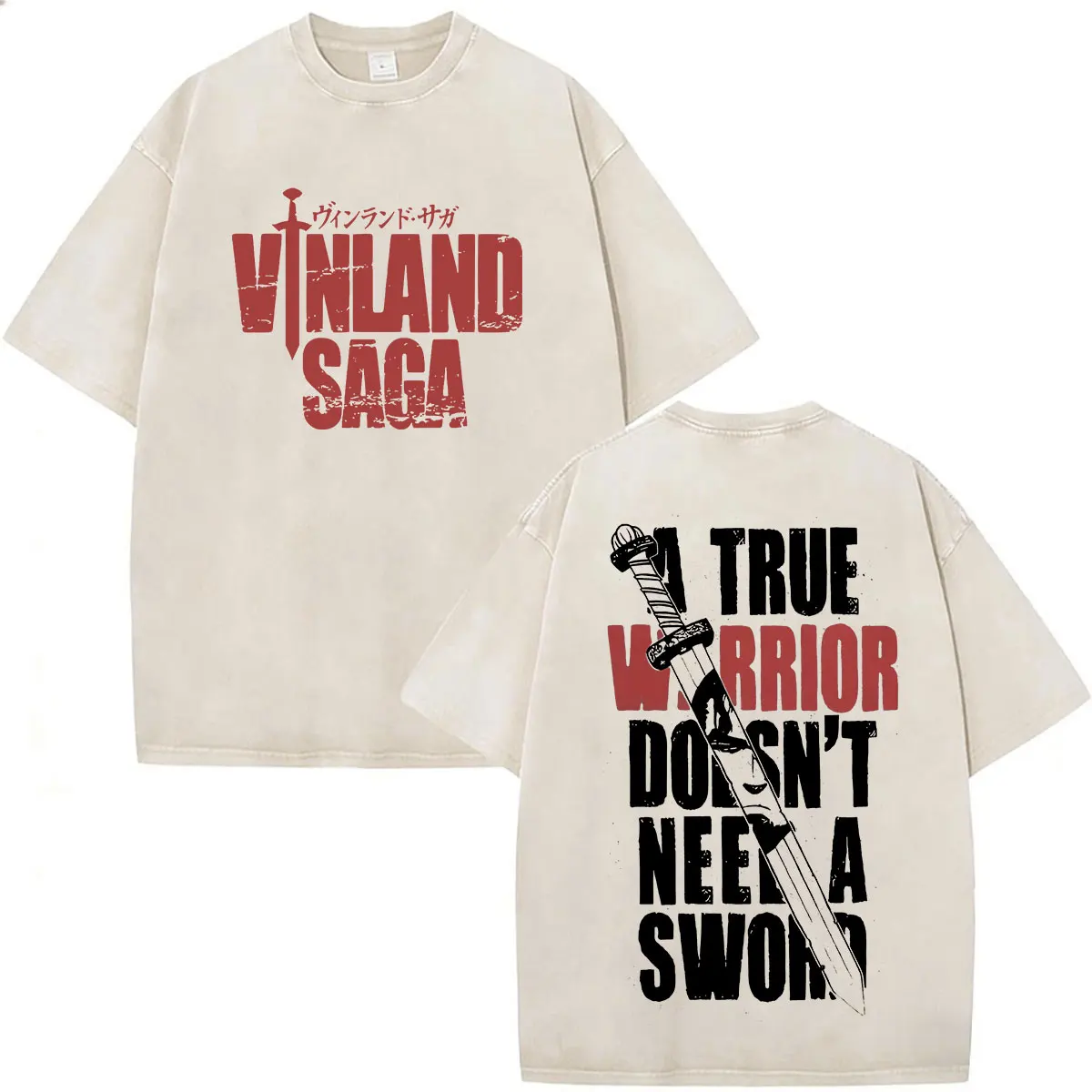 Vintage Washed Anime Vinland Saga Manga Thorfinn Karlsefni T Shirt Men's Women Summer Fashion Casual O-Neck Oversized T-shirts