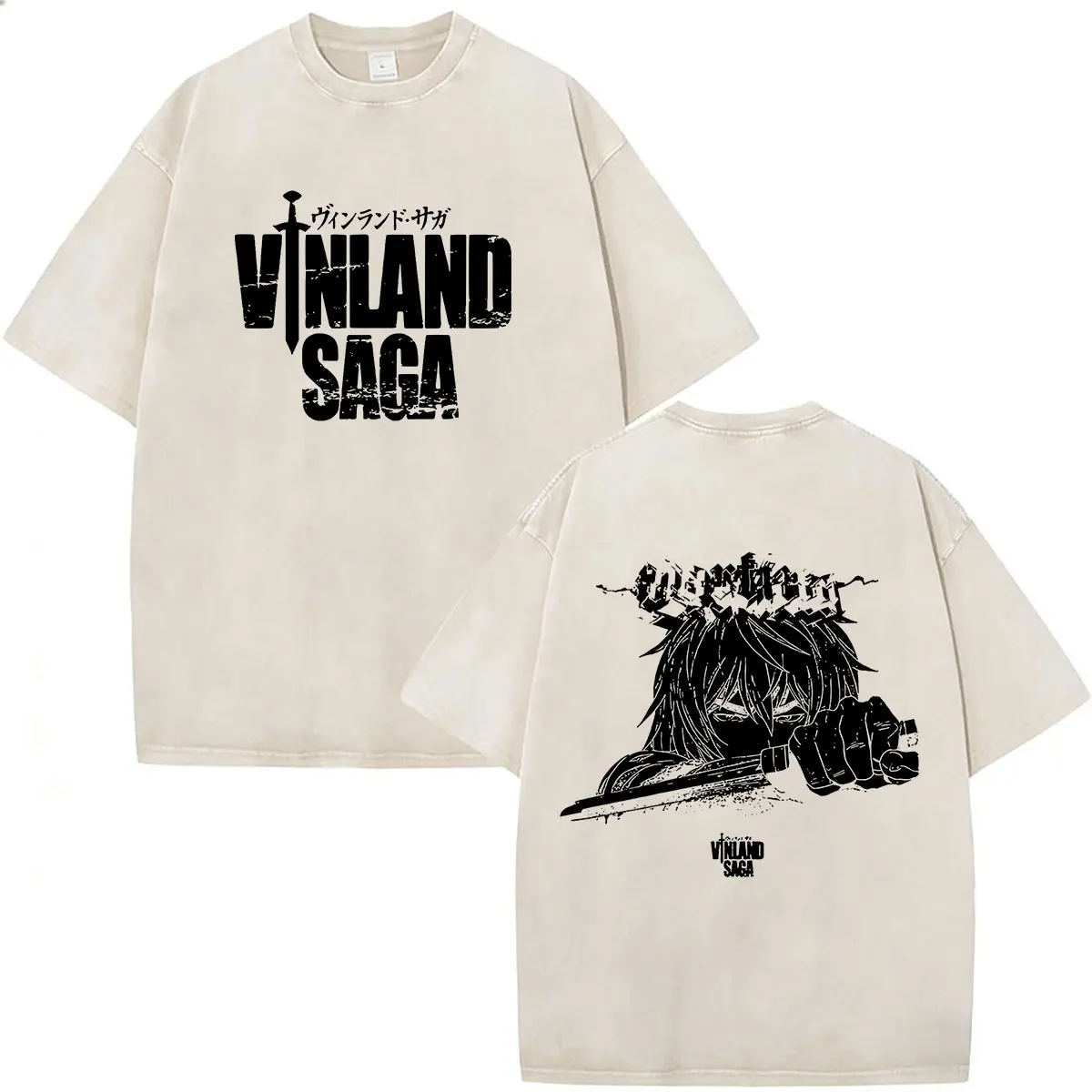 Vintage Washed Anime Vinland Saga Manga Thorfinn Karlsefni T Shirt Men's Women Summer Fashion Casual O-Neck Oversized T-shirts