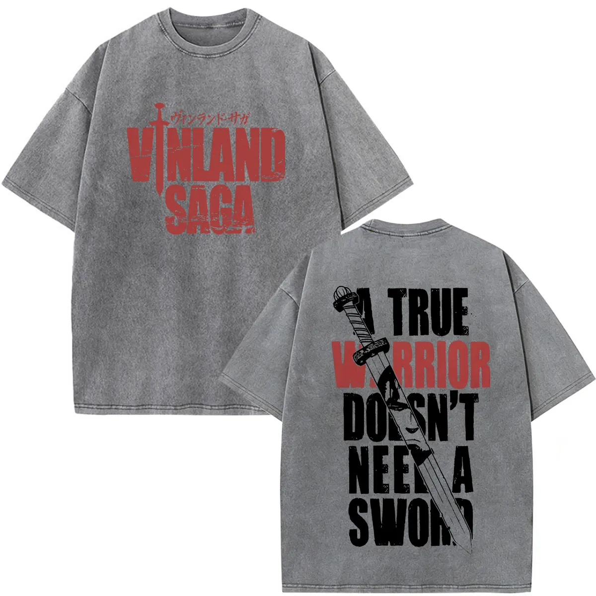 Vintage Washed Anime Vinland Saga Manga Thorfinn Karlsefni T Shirt Men's Women Summer Fashion Casual O-Neck Oversized T-shirts