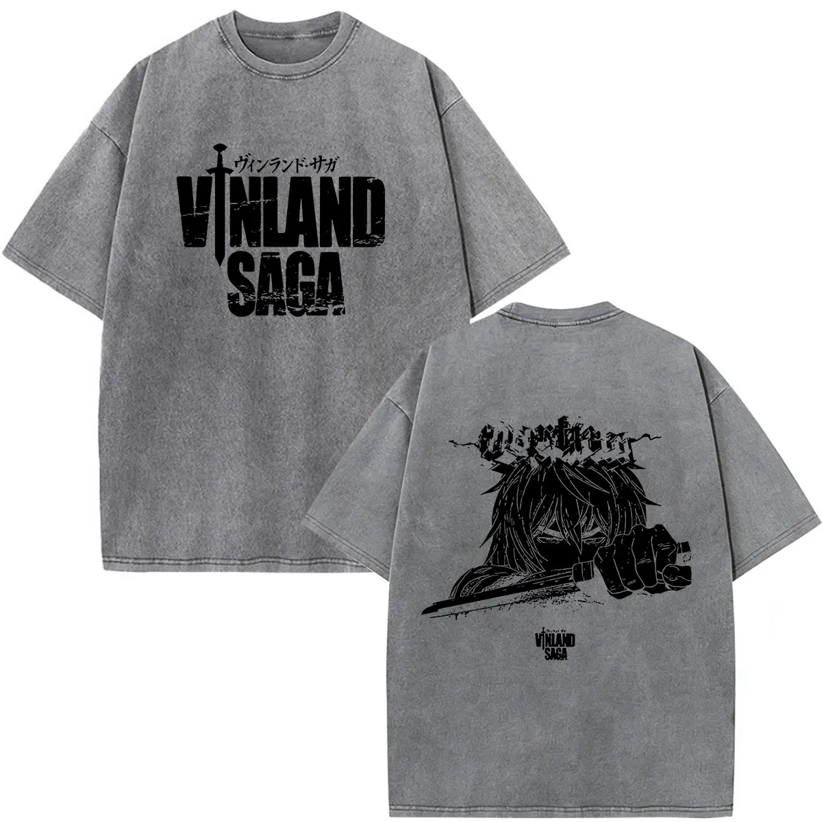 Vintage Washed Anime Vinland Saga Manga Thorfinn Karlsefni T Shirt Men's Women Summer Fashion Casual O-Neck Oversized T-shirts