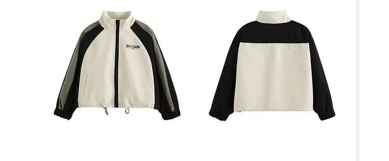 Kids Girls Spring Windbreaker Jackets Colorblocking Trench Zipper Coats Autumn Children Casual Clothes Baseball Outerwear 2-10 Y