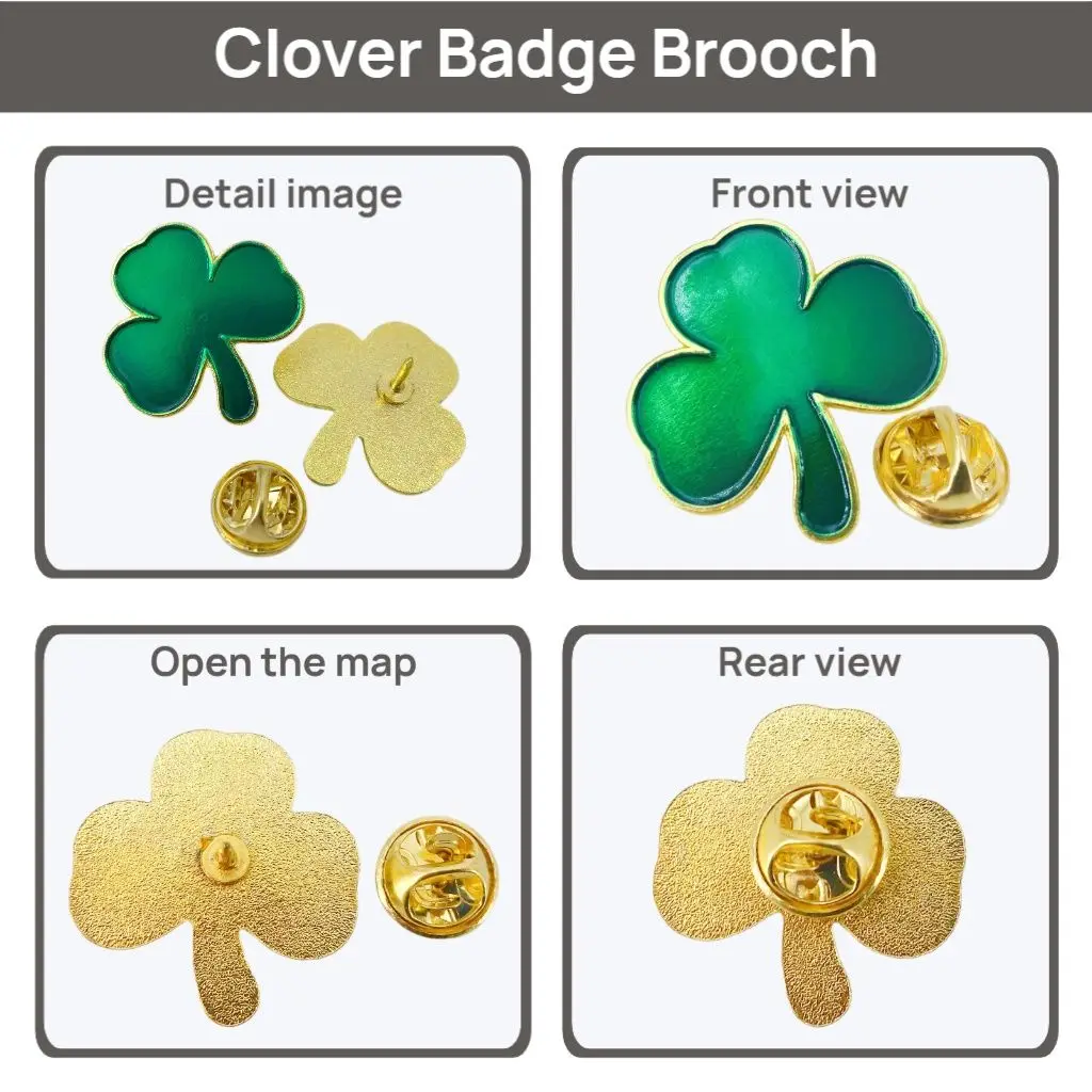 5/10/50/100 Pcs St. Patrick's Day Shamrock Pins Green Enamel Three Leaf Clover Lapel Pin Ireland Irish Souvenir Gift Bulk