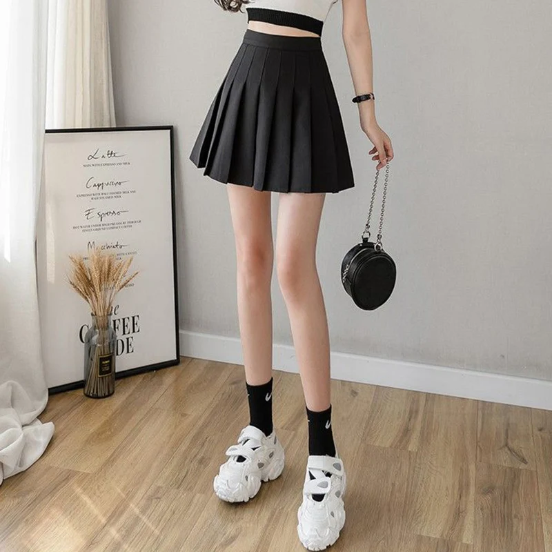 Hot Sale Summer Classic Korean Girls Mini Skirts Lady High Waist Thin A-line Pleated Skirts Women Fashion Solid JK Skirts