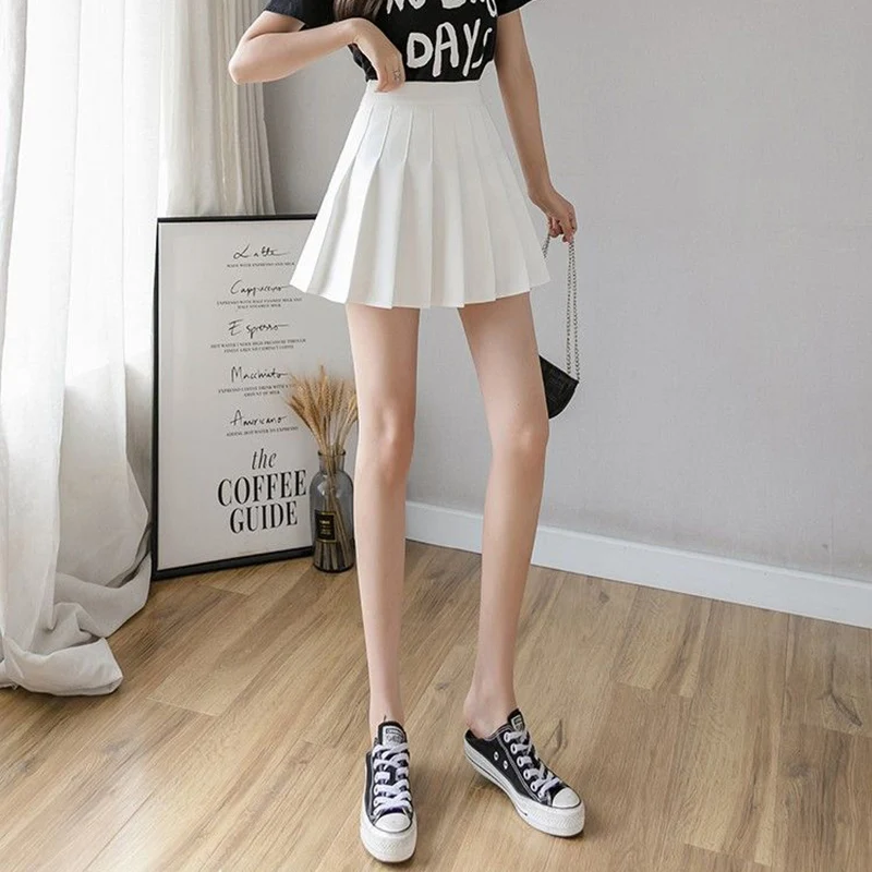 Hot Sale Summer Classic Korean Girls Mini Skirts Lady High Waist Thin A-line Pleated Skirts Women Fashion Solid JK Skirts
