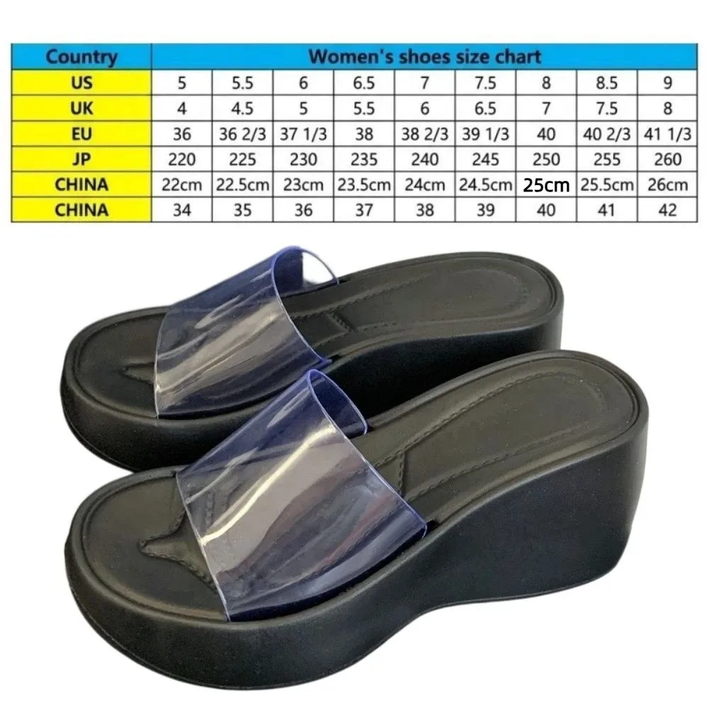 Height-increasing Platform Slippers Transparent Non-slip Summer Beach Sandals Lightweight Soft Sole Women's Slippers