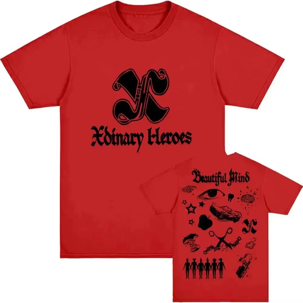 Y2k Fashion Top 2026 Beautiful Mind Xdinary Heroes Korean Boys' Band Short Sleeve Graphic Print T Shirt Summer New Tops Unisex
