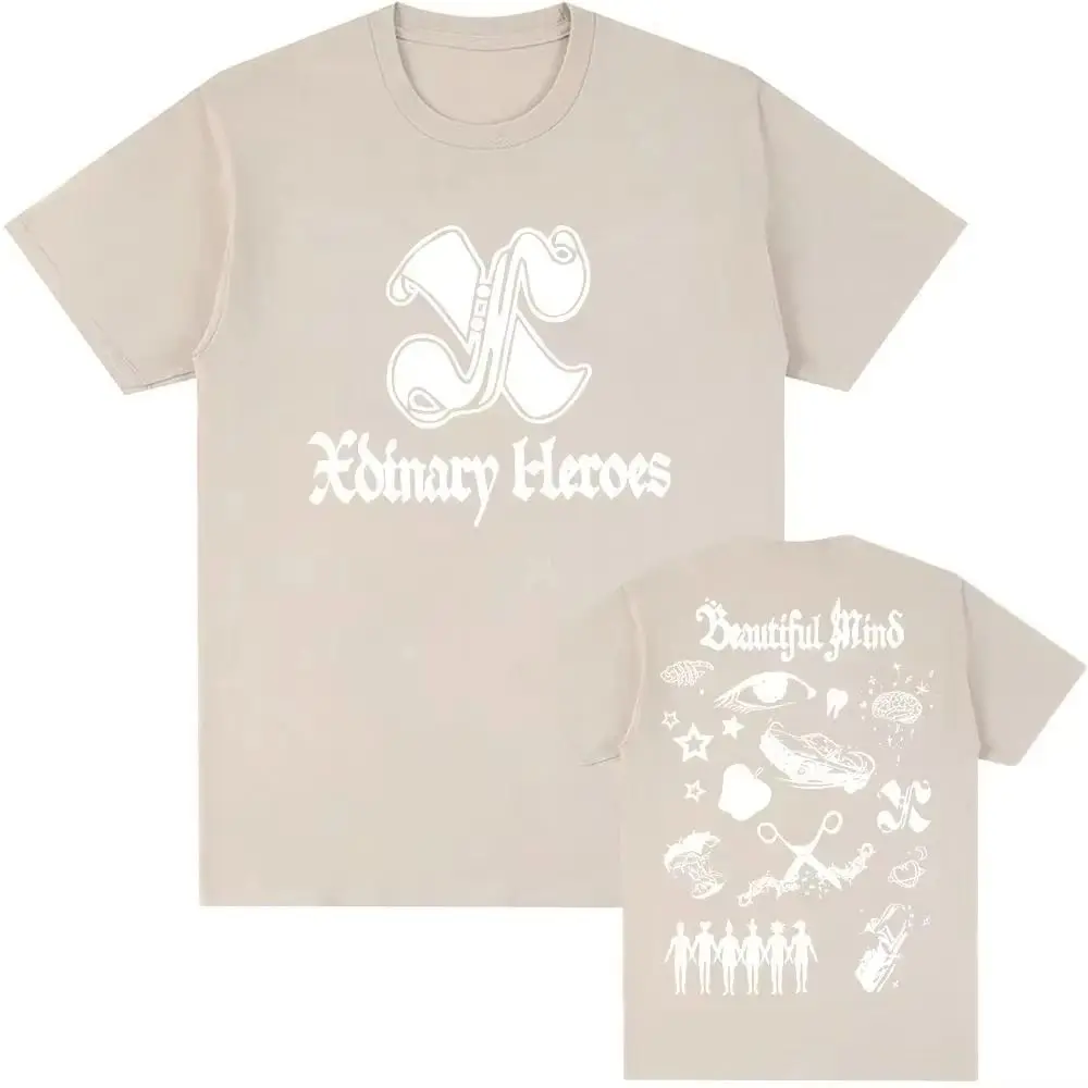 Y2k Fashion Top 2026 Beautiful Mind Xdinary Heroes Korean Boys' Band Short Sleeve Graphic Print T Shirt Summer New Tops Unisex