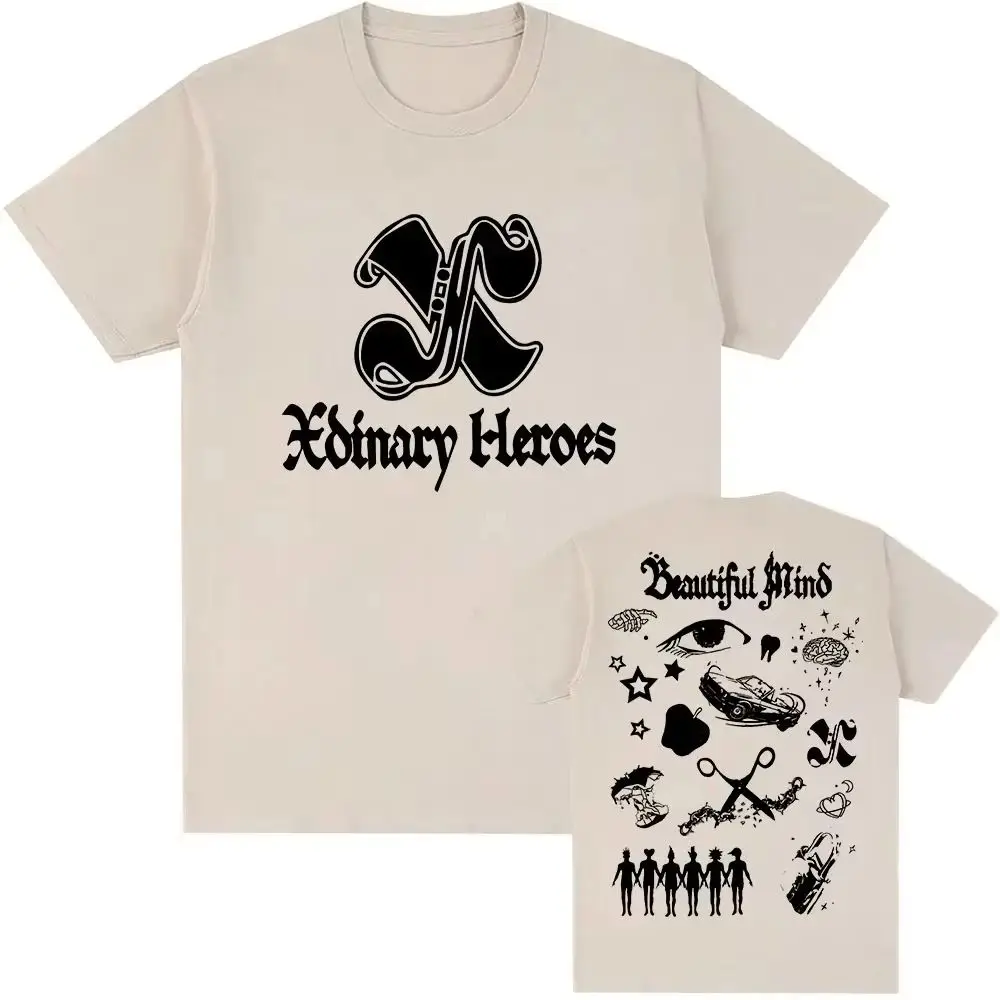 Y2k Fashion Top 2026 Beautiful Mind Xdinary Heroes Korean Boys' Band Short Sleeve Graphic Print T Shirt Summer New Tops Unisex