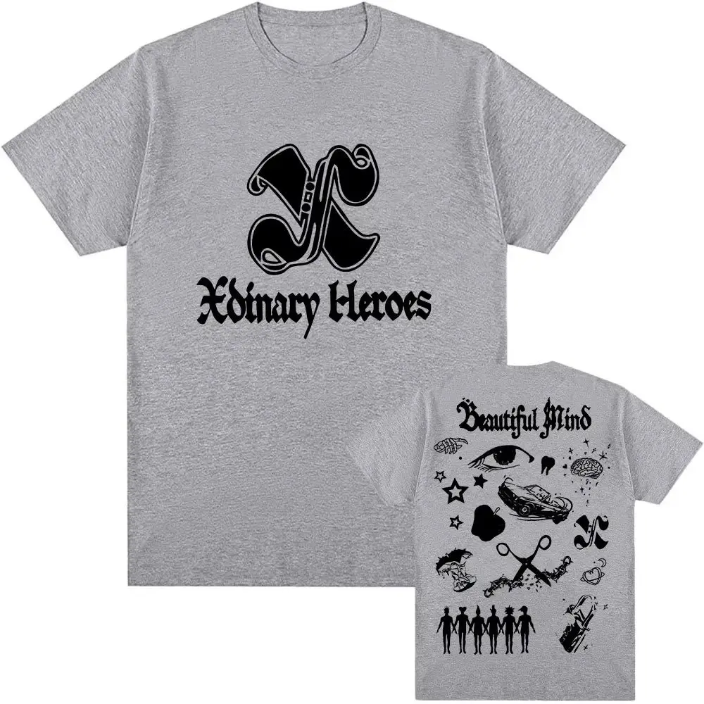 Y2k Fashion Top 2026 Beautiful Mind Xdinary Heroes Korean Boys' Band Short Sleeve Graphic Print T Shirt Summer New Tops Unisex