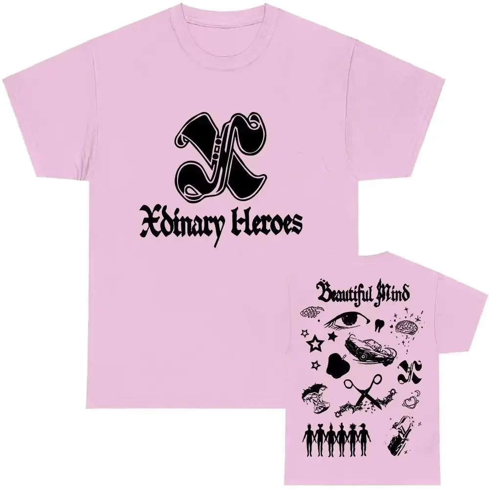 Y2k Fashion Top 2026 Beautiful Mind Xdinary Heroes Korean Boys' Band Short Sleeve Graphic Print T Shirt Summer New Tops Unisex