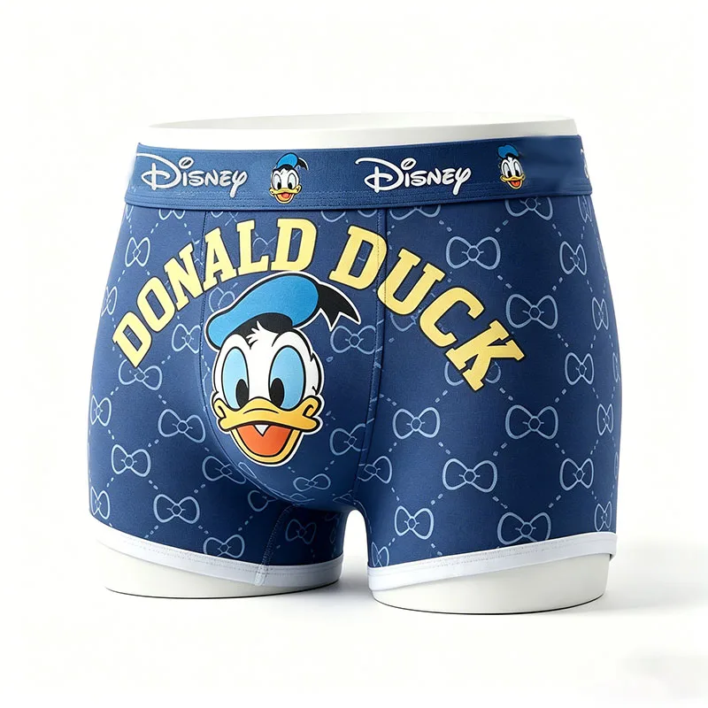 4 Pcs/Lot Boys Underwear Cartoon Character Donald Duck Stitch Print Milk Silk Boxer Trunks Soft Breathable Boys Boxers Shorts