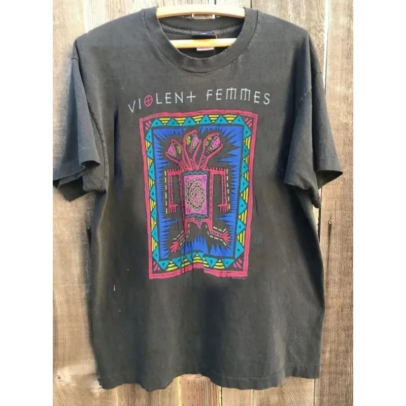 90s Violent Femmes Band Charcoal Gray Summer New Casual T-shirt Suitable for Both Men and Women, Casual and Fashionable