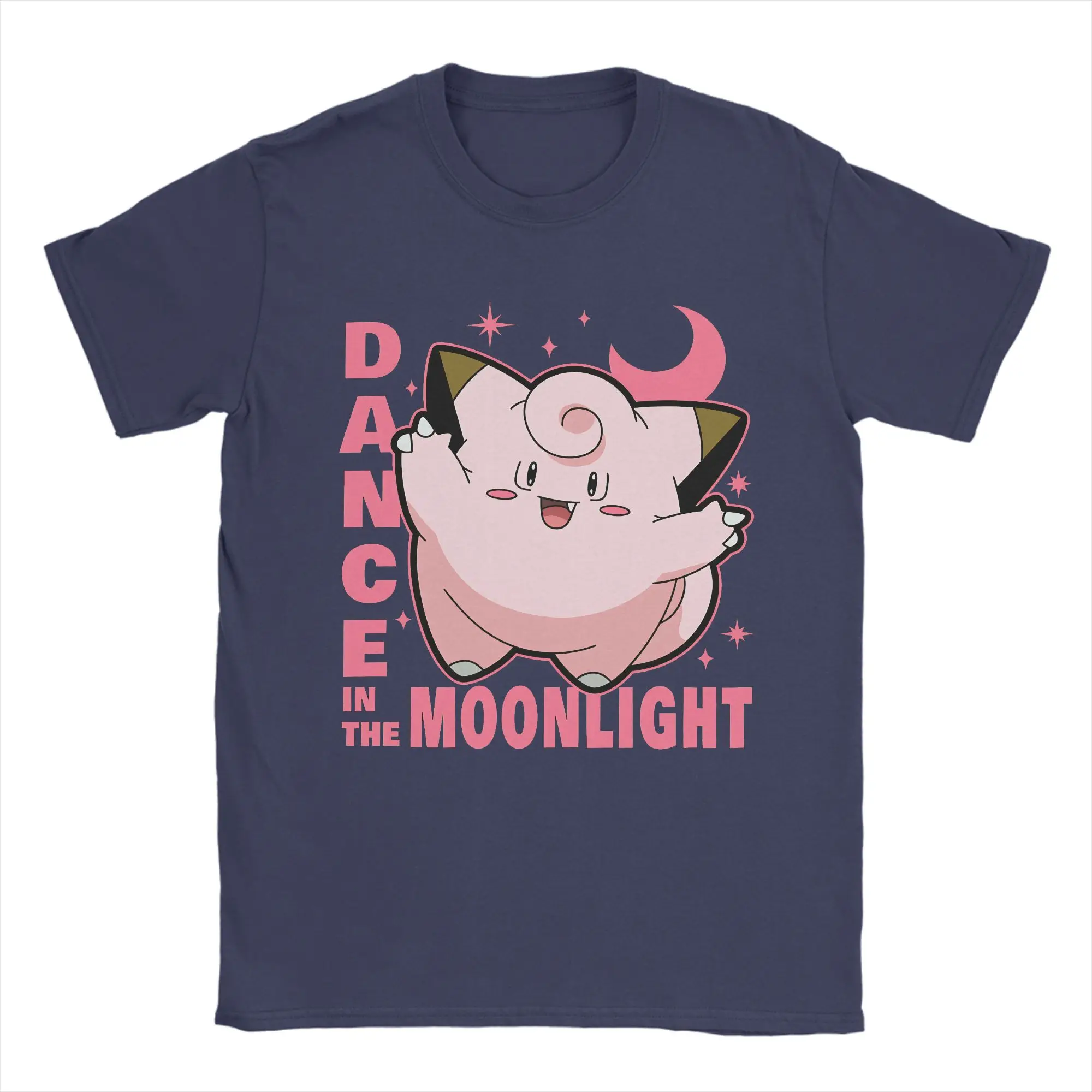 Pokemon Clefairy Dance in The Moonlight Printed T-shirt Summer New Men's and Women's Trendy Large Loose Casual Y2K Short Sleeve