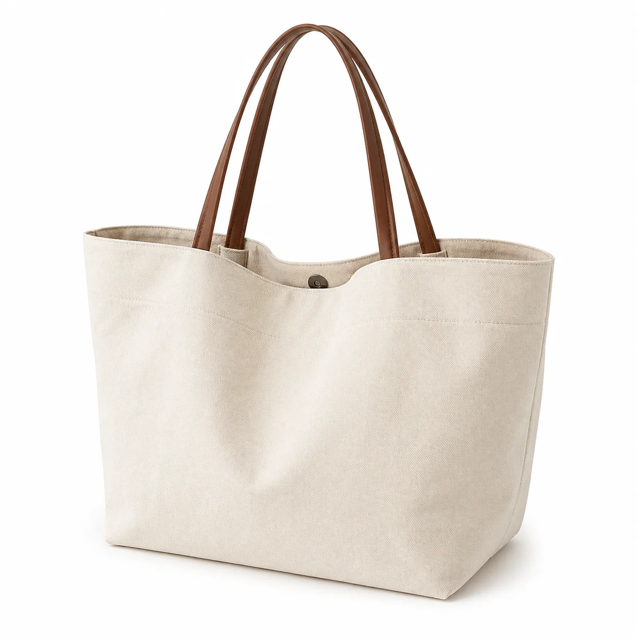 Women Canvas Tote Bag Large Casual Shoulder Handbag Minimalist White Work Bag with Magnetic Snap for Travel Shopping Daily Use