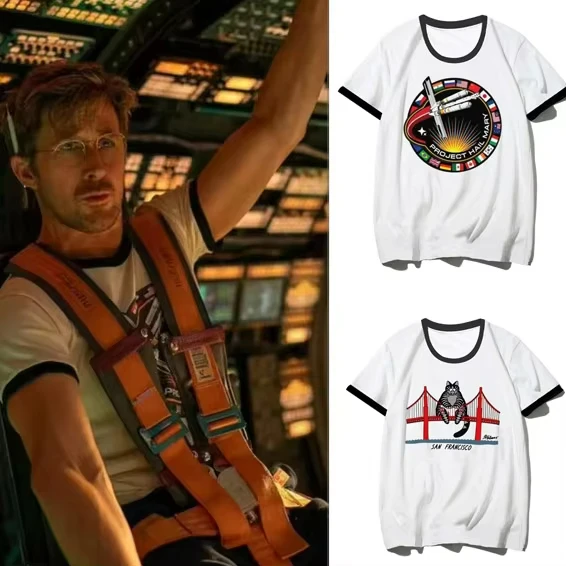 Project Hail Mary Ringer Tees Mission Patch Sci Fi Novel Fan Tshirt Retro Space Graphic Tee Ryan Gosling Wear Fans Men's T-shirt
