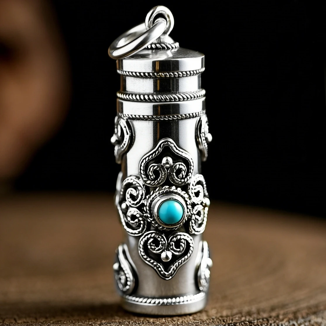 Ethnic Style Relief Vajra Pestle Necklace For Men Jewelry Blessing Gau Buddhist Scripture Box Pendant Male Choker Accessories