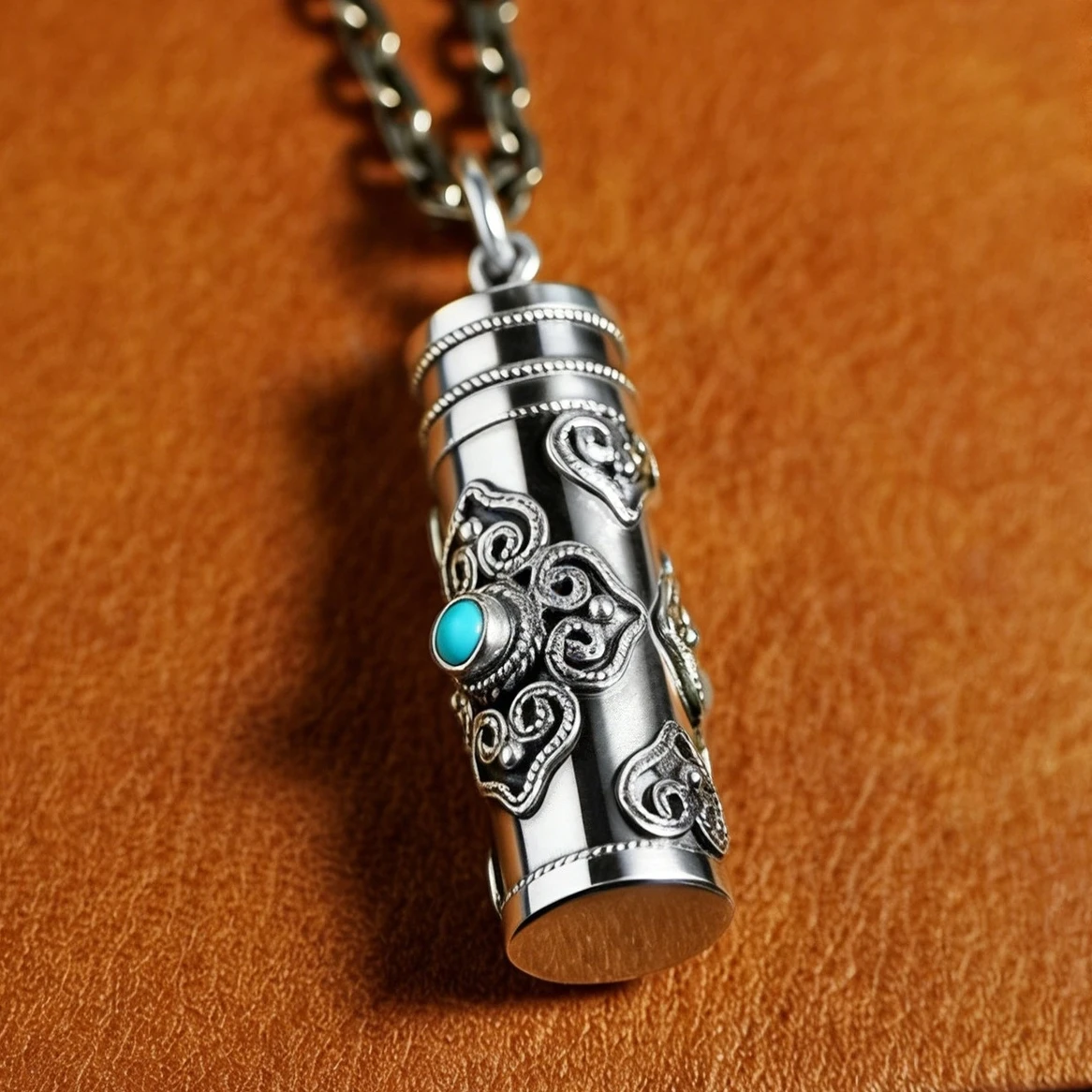 Ethnic Style Relief Vajra Pestle Necklace For Men Jewelry Blessing Gau Buddhist Scripture Box Pendant Male Choker Accessories