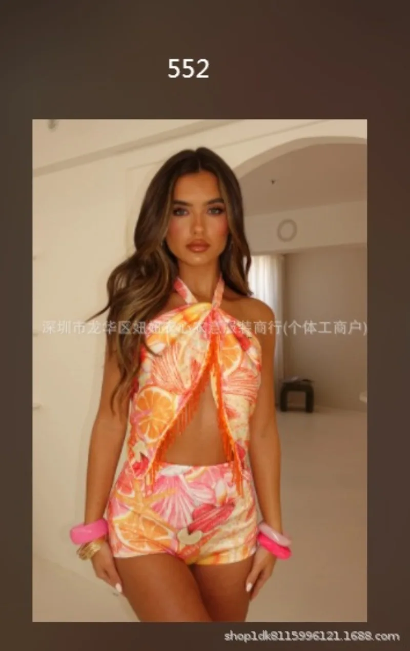 Sexy Tassel Tank Skirt Women Set Fashion Halter Sleeveless Crop Top Mini Slim Hip Package Skirts 2026 Spring Summer Lady Suit 