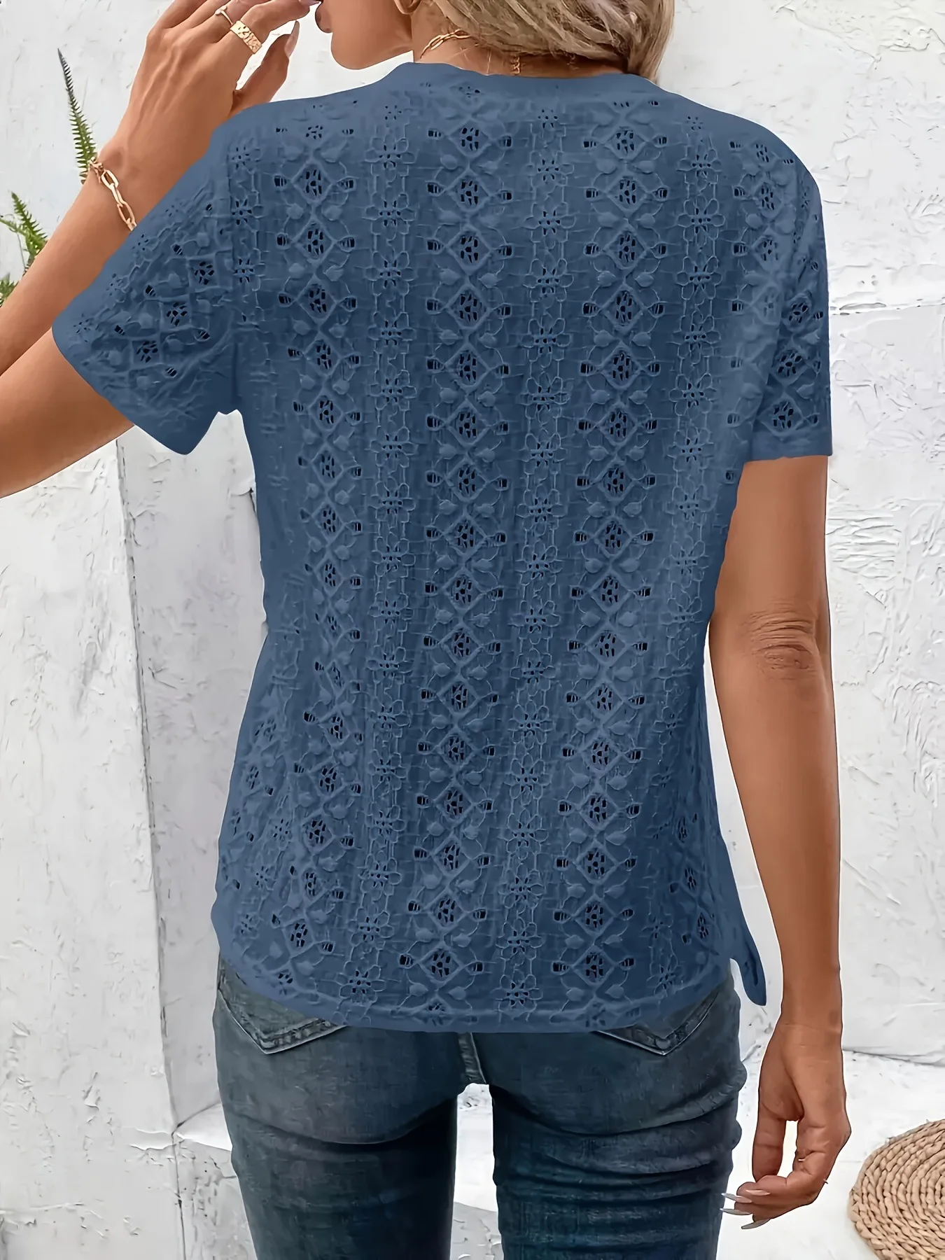 Women's Summer New Round-Neck Lace-Up Short Sleeve T-Shirt, Casual Versatile Solid Color Loose Fit Slimming Top