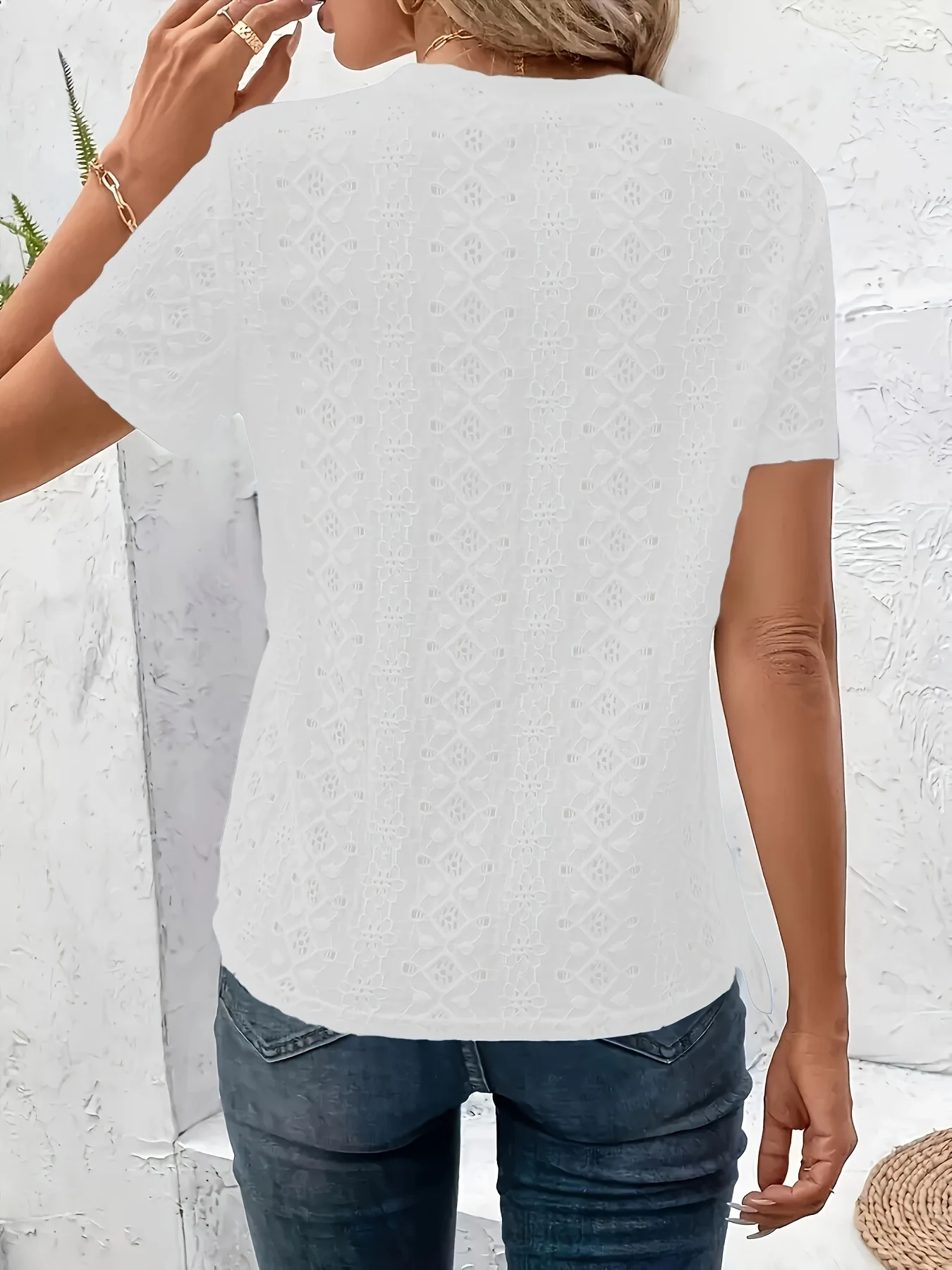 Women's Summer New Round-Neck Lace-Up Short Sleeve T-Shirt, Casual Versatile Solid Color Loose Fit Slimming Top