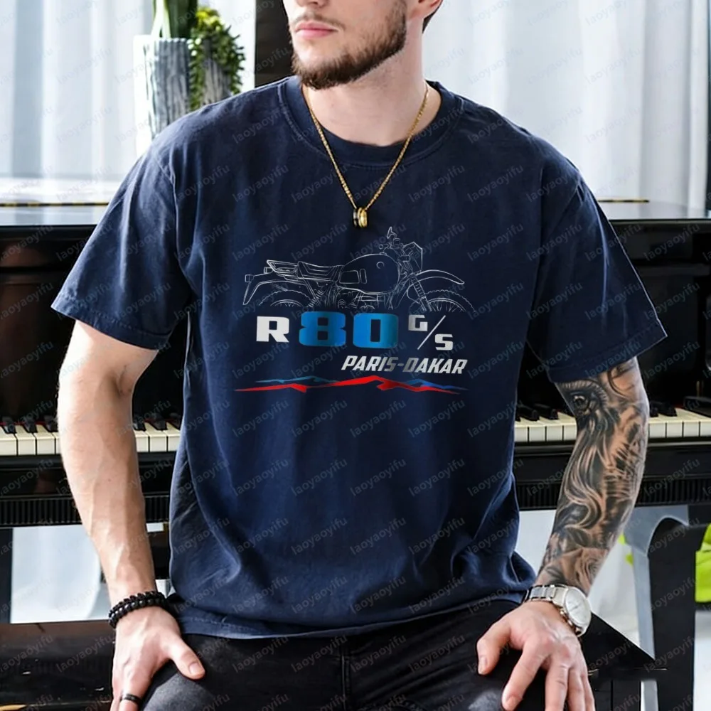 Motorcycle T-shirt for BMW R80G/S Paris Dakar 1984-1987 Fans and Riders Tees Summer Casual Short-sleeve Tees Men's Clothing