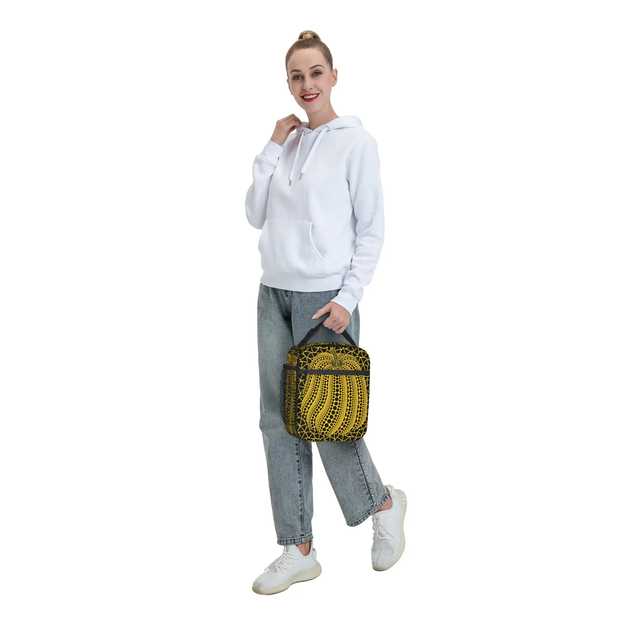 Yayoi Kusama Abstract Face Lunch Bag Japanese Artist Fun Lunch Box For Men Travel Cooler Bag Waterproof Thermal Tote Handbags