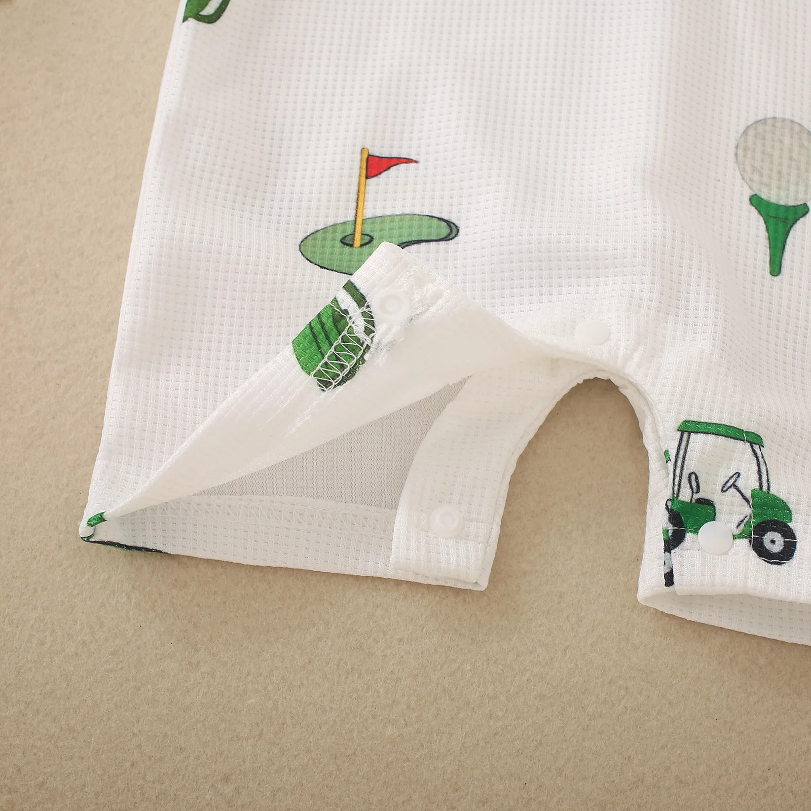 Summer Neutral Baby Car Flag Golf Club Print Short Sleeve Jumpsuit Short Climb