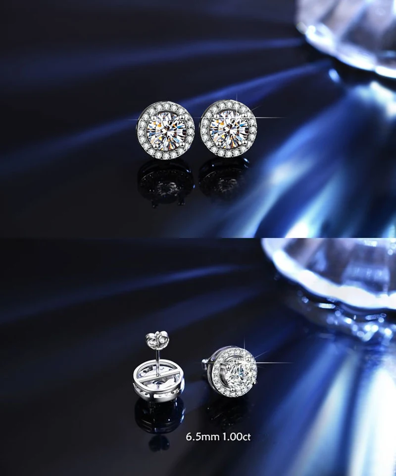 0.5ct 1.0ct 2.0ct Moissanite Earrings 925 Silver with GRA Certificate Pass Diamond Tester Fashionable Wedding Jewelry Gift