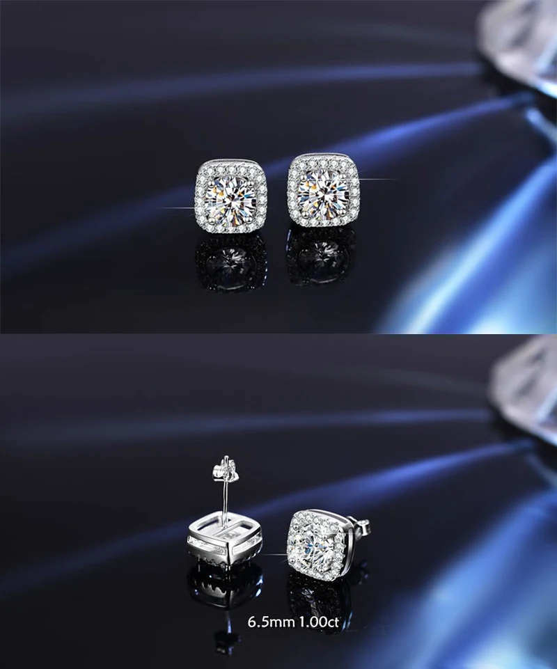 0.5ct 1.0ct 2.0ct Moissanite Earrings 925 Silver with GRA Certificate Pass Diamond Tester Fashionable Wedding Jewelry Gift