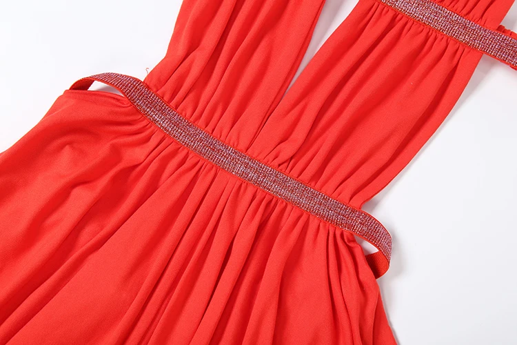Kliou Sexy Hollow Maxi Dress Woman Lace-Up Halter Backless Bright Silk Sleeveless Midnight Prom Party Ruched Elegant Vestidos