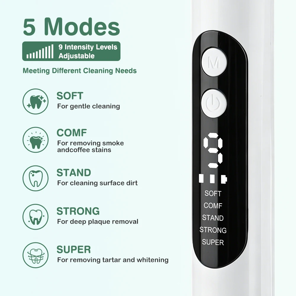 Electric Tooth Cleaner Ultrasonic Dental Scaler With 5 LED Light Plaque Calculus Tartar Remover Oral Care Teeth Cleaning Tools