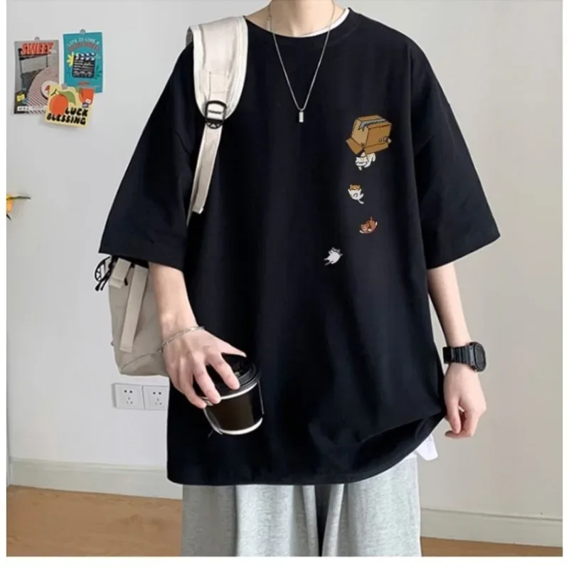 Men's Versatile, Trendy, Loose-Fit, and Comfortable T-Shirt — 100% Cotton with Printed Pattern
